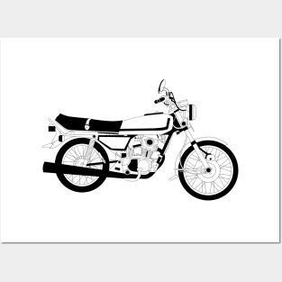 Honda GL100 Black Outline Posters and Art